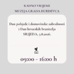 Radno vrijeme Muzeja Grada Đurđevca na blagdan Dan pobjede i domovinske zahvalnosti i Dan hrvatskih branitelja